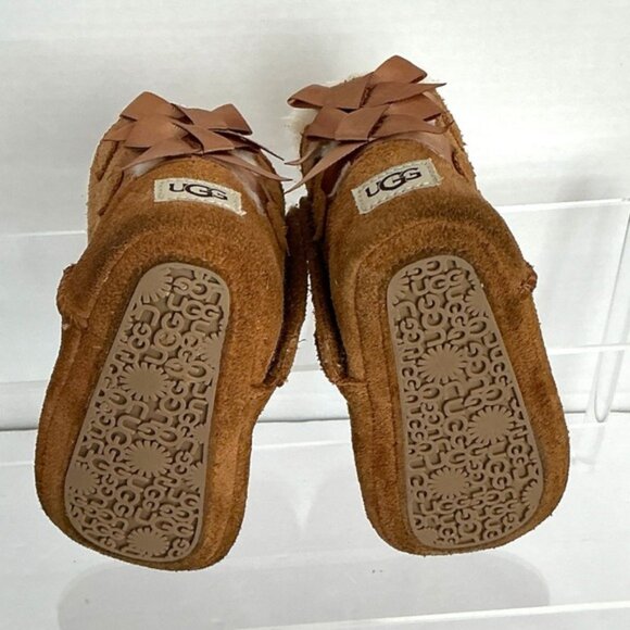 UGG Baby Boots Classic Bailey Bow Boots Chestnut Tan Brown Slip On Size 2 - Picture 10 of 16